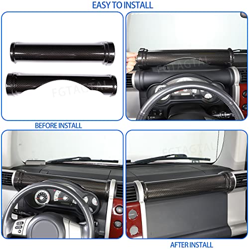 Image of Dashboard Center Console Trim Cover Compatible with Toyota FJ Cruiser 2007-2021 ABS Dashboard Dial Panel Cylindrical Trim Frame Accessories, 2PCS (Carbon Fiber Pattern Black)