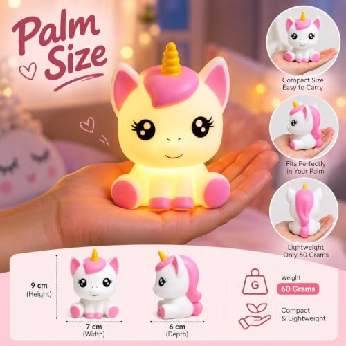 Image of Unicorn Night Light Lamp Battery Operated Table and Desk Decorations Gift Pandas (Unicorn)