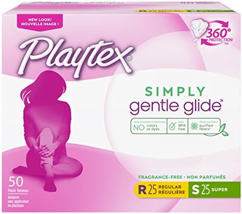 Playtex Simply Gentle Glide Multipack Unscented Tampons with Regular and Super Absorbencies, 50 Count (Packaging May Vary)