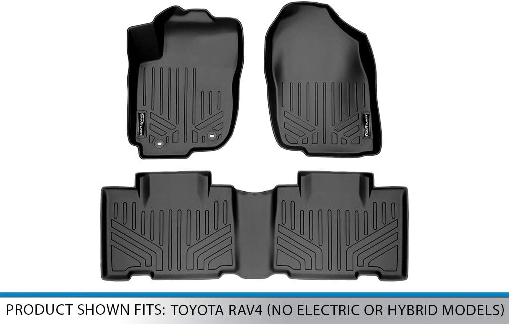 MAXLINER Floor Mats 2 Row Liner Set Black for 2013-2018 Toyota RAV4 (No Electric or Hybrid Models)
