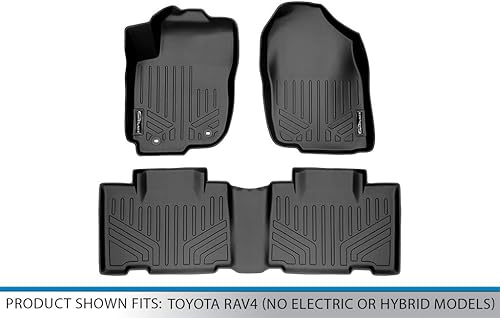 Miniatura 5 de SMARTLINER Juego de alfombrillas de suelo de ajuste personalizado de 2 filas, color negro para Toyota RAV4 2013-2018 (sin modelos eléctricos o