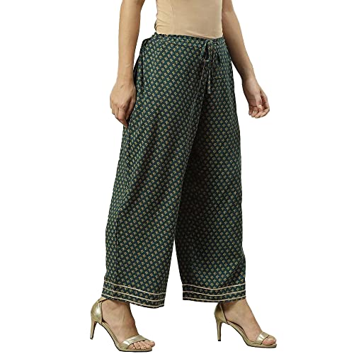 Image of BIBA Women Rayon Straight Printed Palazzo