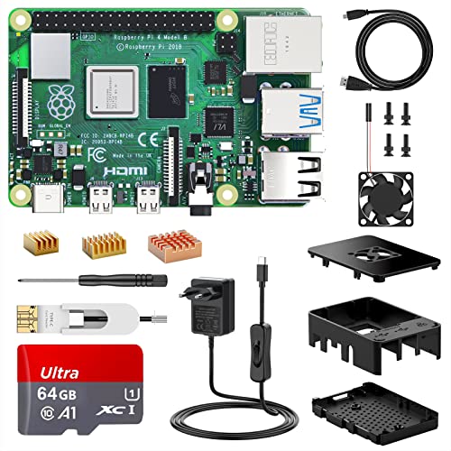 NinkBox Raspberry Pi 4 Modelo B【8GB RAM+64GB】 Actualizada de Raspberry pi 3b+, con HDMI, Fuente de Alimentación 5V/3A con Interruptor, Ventilador,