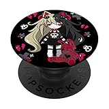 chibi kawaii emo pastel goth girl con coniglietto triste popsockets popgrip: impugnatura per telefoni cellulari e tablet intercambiabile