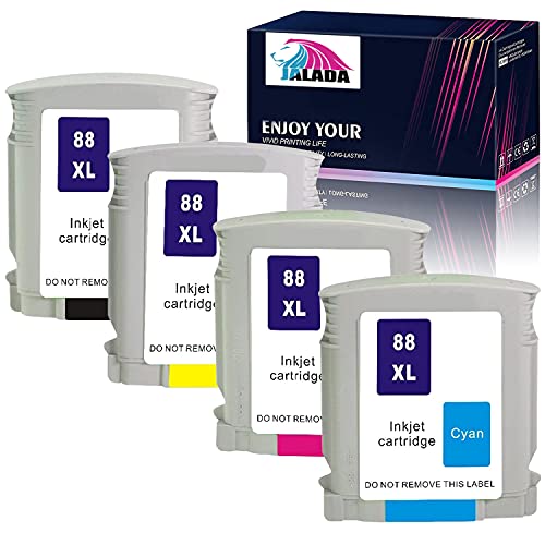 Jalada Compatible 88XL Ink Cartridges High Yield Replacement for HP 88 XL Work with Officejet Pro K5400 K550 K8600 L7480 L7550 L7580 L7590 L7650 L7750 (1 Black, 1 Cyan, 1 Magenta, 1 Yellow)