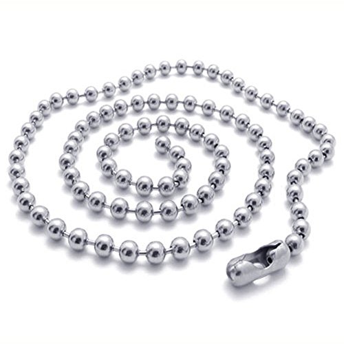 Temego Jewelry Mens Stainless Steel Necklace Classic Bead Ball Chain Necklace, Silver, 1.5Mm, 22 Inch #TOP1