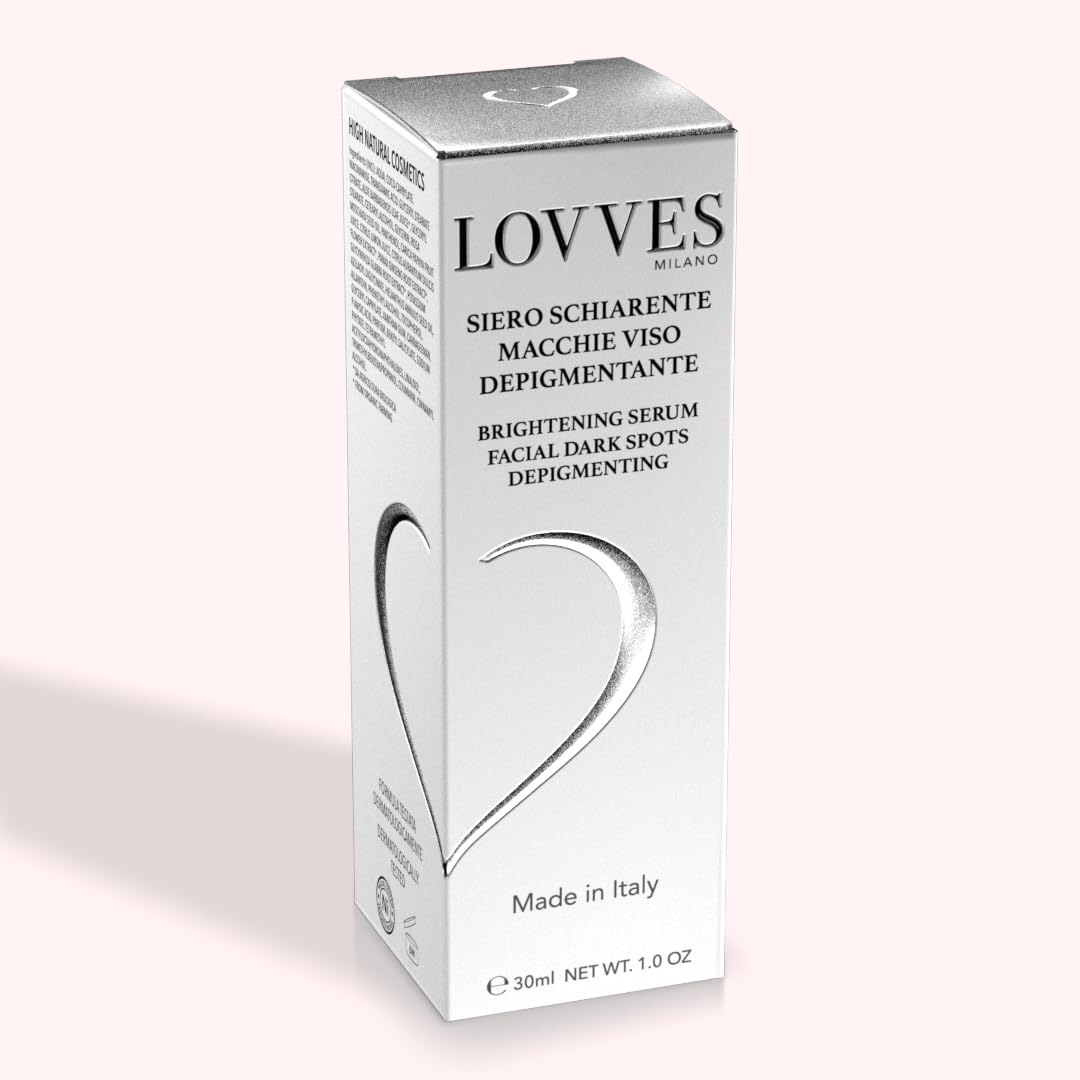 LOVVES Siero Viso Anti macchie, Schiarente, Alta Cosmesi Naturale, Depigmentante, Riduce le Ipercromie della Pelle, Previene la Formazione di macchie scure, Pelle più Uniforme e Luminosa, Flacone 30ml