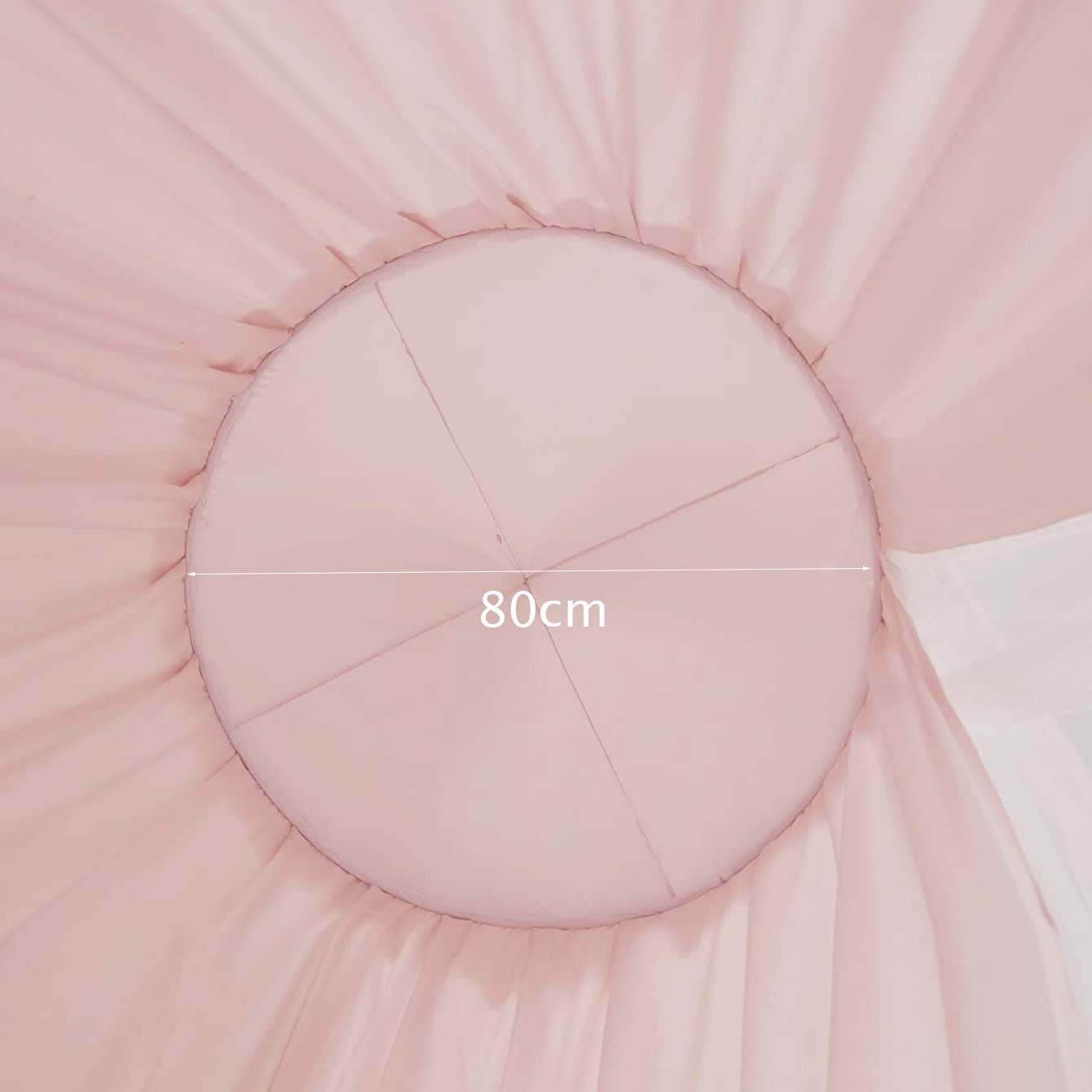 Doppellagig Baldachin Babybett Mädchen Groß Hell Rosa Baumwolle Betthimmel Kinderbett Rund Hängendes Kuppel Moskitonnetz Spielzelte Bett Deko for Kinder Baby