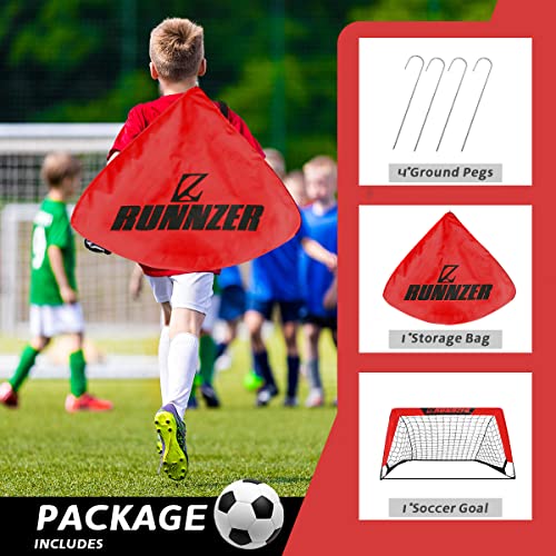 RUNNZER 折りたたみサッカーゴール 190cm 2個セット 192cm_レッド 192cm 2個入セット L RUNNZER サッカー ゴール