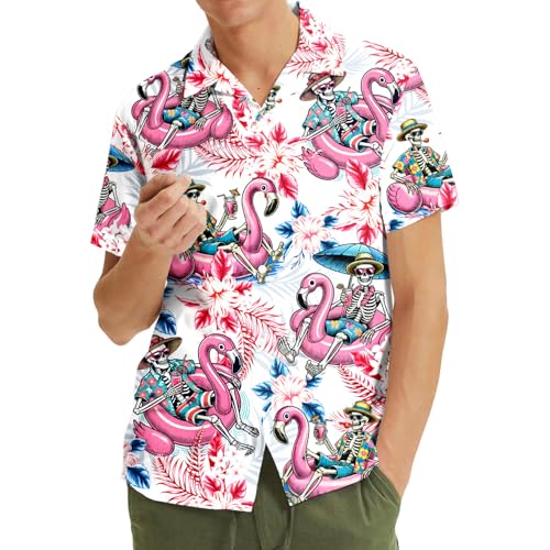 Mens Hawaiian Shirt, Tropical Raccoon Hawaiian Shirt Casual Button Down Holiday Beach Summer Short Sleeve Shirt4