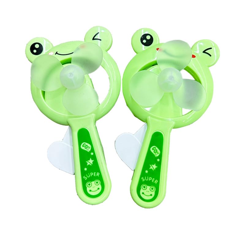 Puckator Frog Handheld Hand-Operated Fan - Handheld Portable Mobile Turbo Pink Face Manual Crank Silent Fan Cool Handy Camping Festival Essentials Gadgets - Neck Cooler