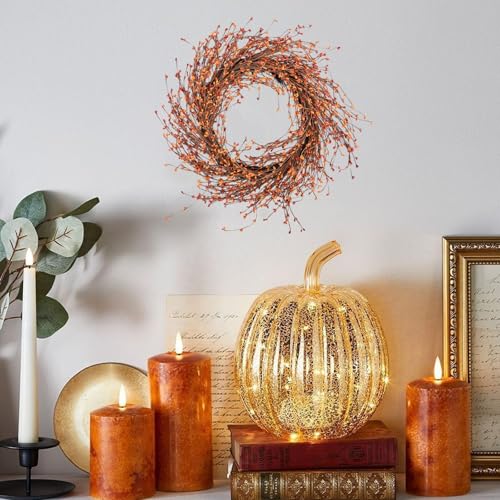 Jobflower 6954310322908 Fall Berry Wreath, 24 Inches Fall Wreaths For Front Door Large Grapevine Wreath thumb #2