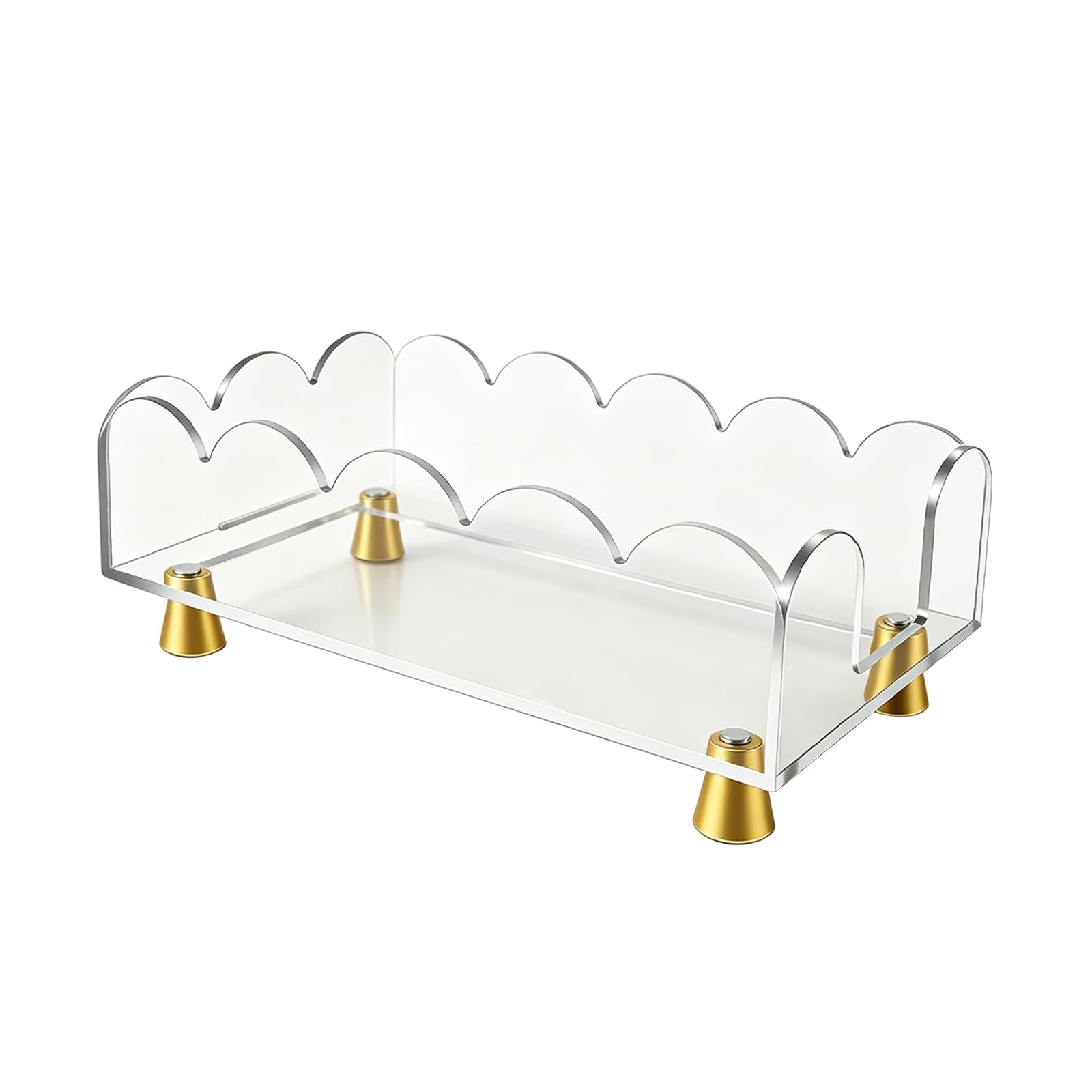 Beimus Waved Edges Acrylic Napkin Holder with or Without Feet for Dining Table and Kitchen Storage Clear Acrylic Organiser