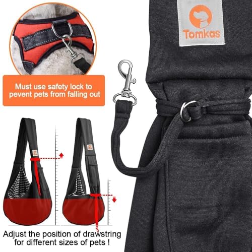Tomkas Small Dog Sling Carrier - Classic Pocket & Classic Strap - for 3-10 lbs Pets(Black) - Image 4