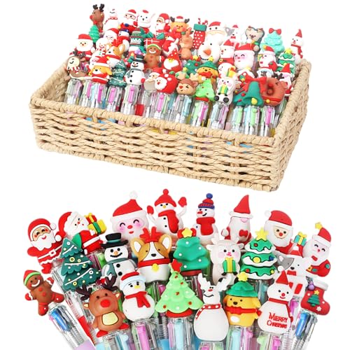 Gudotra 50 Piezas Bolígrafos Navideños Niños Regalitos Fin de Fiesta Cumpleaños Bolígrafos de Bola Multicolor Gadgets Navidad Niños Gadgets Cumpleaños (50)