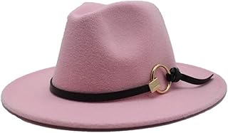 THAELY Otoño Invierno Algodón Hombres Fedora Sombrero Señoras Jazz Sombrero Al Aire Libre Retro Casual Panamá Sombrero Elegante Adulto Sombrero (Color : Rosado, Tamaño : 56-58cm)