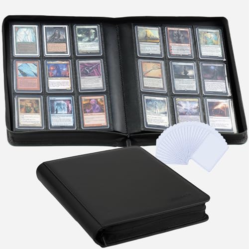 CLOVERCAT 9-Pocket Toploader Card Binder – Holds 252 Cards + 20 Removable Sleeves, Trading Card Storage Case for MTG, Yugioh, TCG & Gaming Collections (Black)