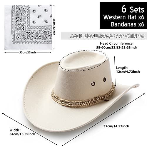 Image of Zhanmai 12 Pcs Cowboy Hat and Bandana Cowboy Cowgirl Hats Bulk Western Party Costume Halloween Accessory