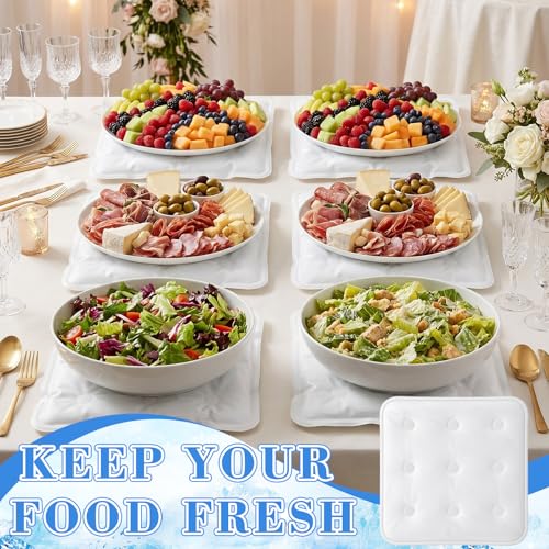 Image of LemonRoad 6 Pcs Cooling Mat for Food Buffet Table, 9 x 9 Inches Reusable Freezable Ice Mat Cooling Serving Pads Chilled Serving Tray Charcuterie Cold Platter for Cheese, Veggie, Parties & Picnics