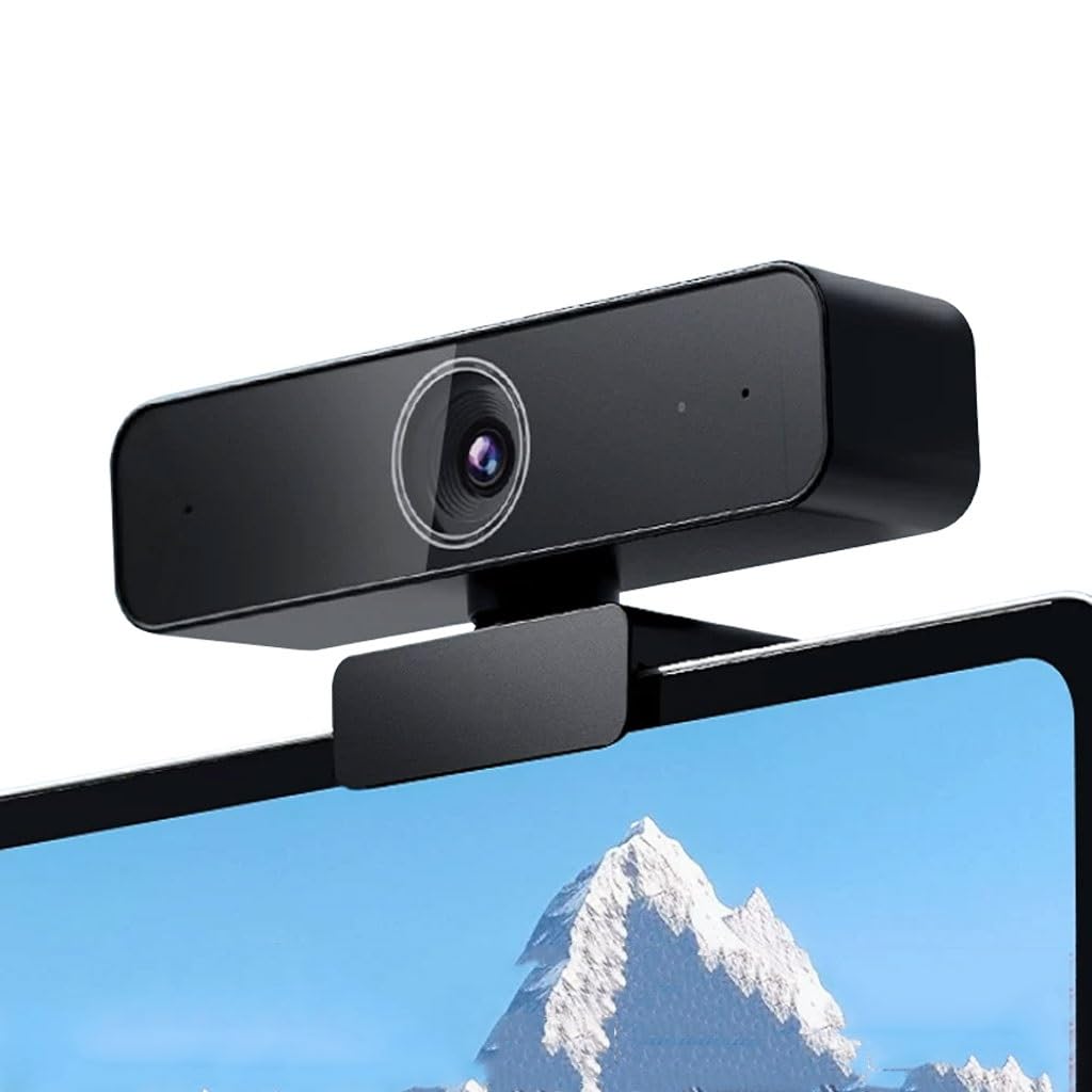 LEIYTFE Webcam Per PC Con Microfono, Webcam Grandangolare A 90°, Per Desktop, Laptop, Studio, Conferenze, Gaming, USB Plug And Play, Correzione Della Luce(2K)