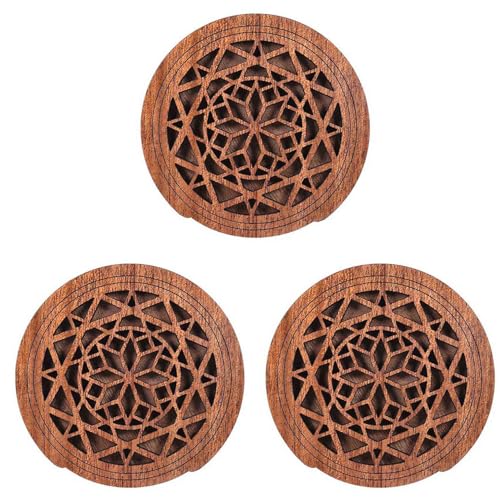 Hlsicna(ヘルシンキ) 3X ギター木製サウンドホールサウンドホールカバーブロックフィードバックバッファーEQアコースティックフォークギター用マホガニーウッド、スタイル1