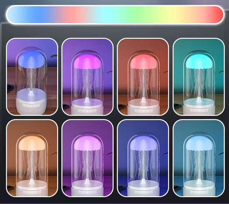 Image of One94Store Jellyfish Lamp Bluetooth Speaker - 7-Color Changing LED Night Light with Floating Jellyfish Effect, Smart Wireless Speaker, 1500mAh Rechargeable Battery