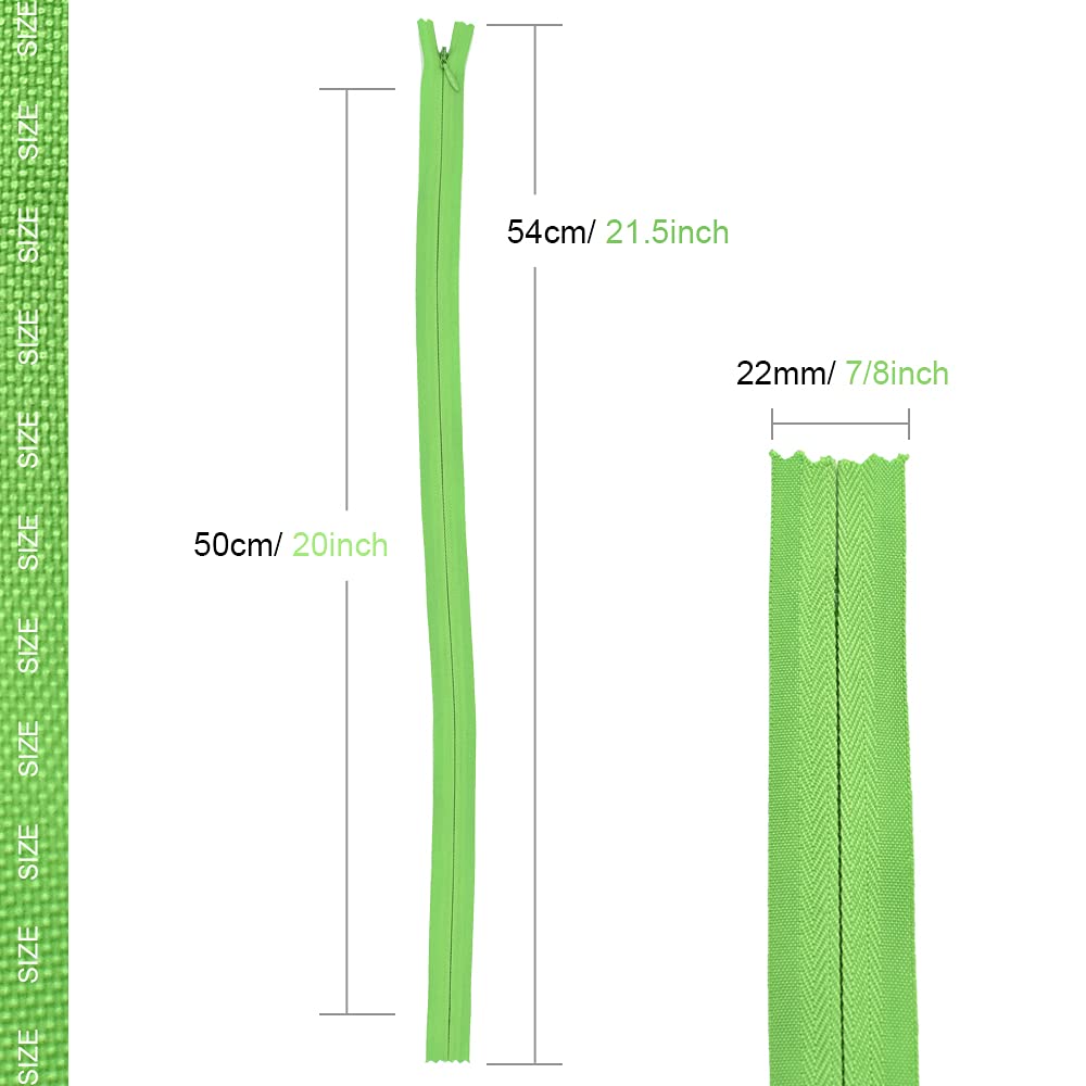 Renashed Nylonowe niewidoczne zamki błyskawiczne do krawiectwa krawieckiego, rękodzieła, 45 szt., 61,5 cm, zielone