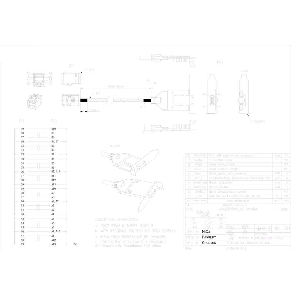 Hôte interne HD Mini SAS SFF-8643 vers SAS HD SFF-8088 avec support bas, connexion à câble adaptateur de disque dur, , installation facile, 0,5 m