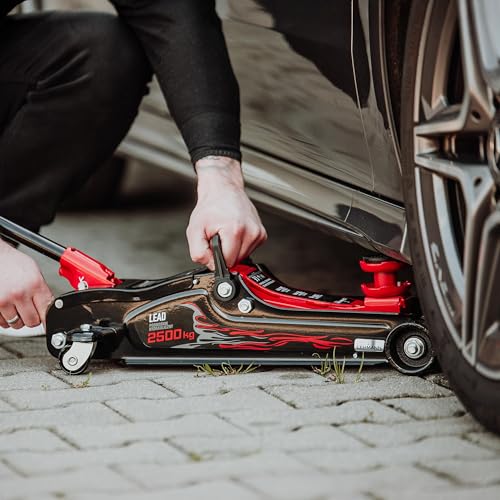 LEHMANN Hydraulischer Wagenheber 2,5T, Hubhöhe 85-360 mm, 360° Rollen, 2 Gummiauflage,...