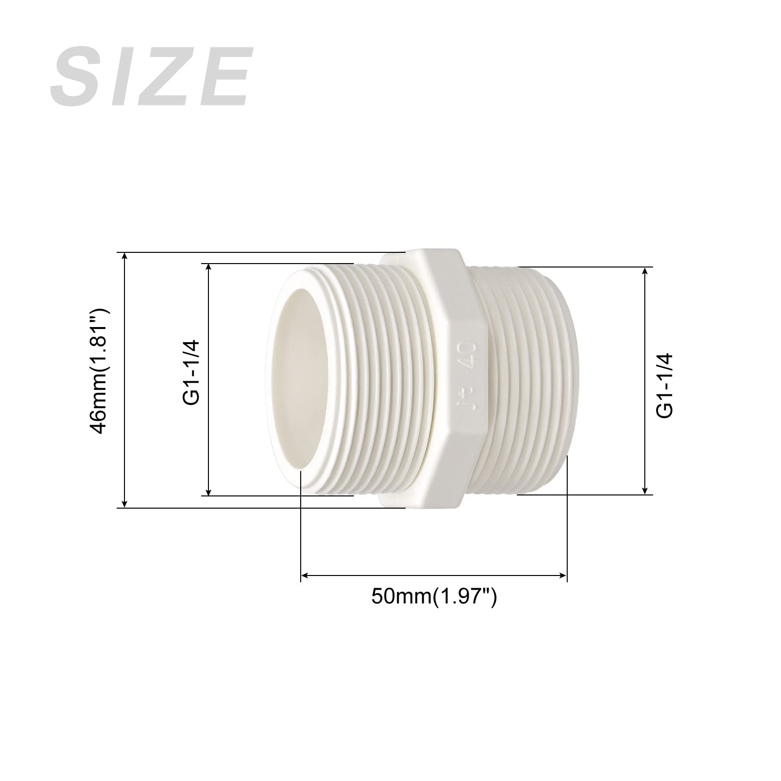METALLIXITY PVC Hose Adapter, (G1-1/4 x G1-1/4 Male Thread) 5Pcs, PVC Pipe Fitting Connector, for Water Supplies Build DIY - Image 2