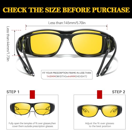 TJUTR Night Vision Driving Glasses for Women Men, Fit Over Wraparound Eyeglasses, Polarized Yellow Lens Anti-glare Nighttime3