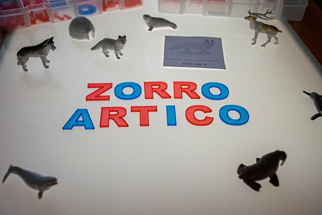Abecedario Montessori en mayúsculas- 94 letras. Letras para aprender a leer y escribir. Alfabeto escolar en mayúsculas. Letras para niños