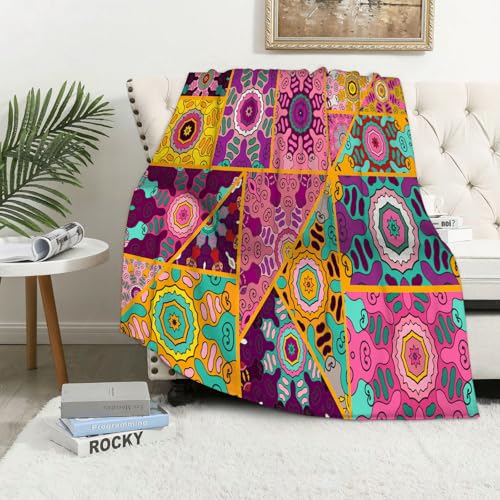 MAAPCHP Coperta Pile Blanket Modello patchwork vettoriale. Collage decorativ Coperta di Flanella Coperta per Adulti per Bambini Caldo Divano per Il Tempo Libero Sedia Soffice Coperta Soffice76x100cm
