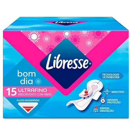 Libresse Ultrafino Bom dia, Absorvente Diurno Ultrafino, com Abas - 15 unidades