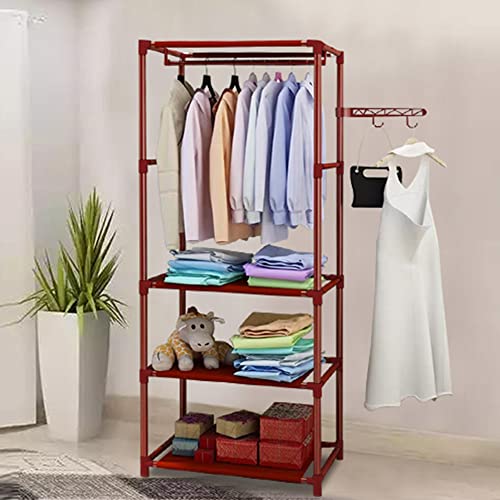Image of COROID Digital Printed Multipurpose 6 Shelve Wardrobe,Foldable,Collapsible Fabric Wardrobe Organizer for Clothes Drawers Portable Wardrobe Clothing Space Saving Wardrobe (3-Layer, Brown)