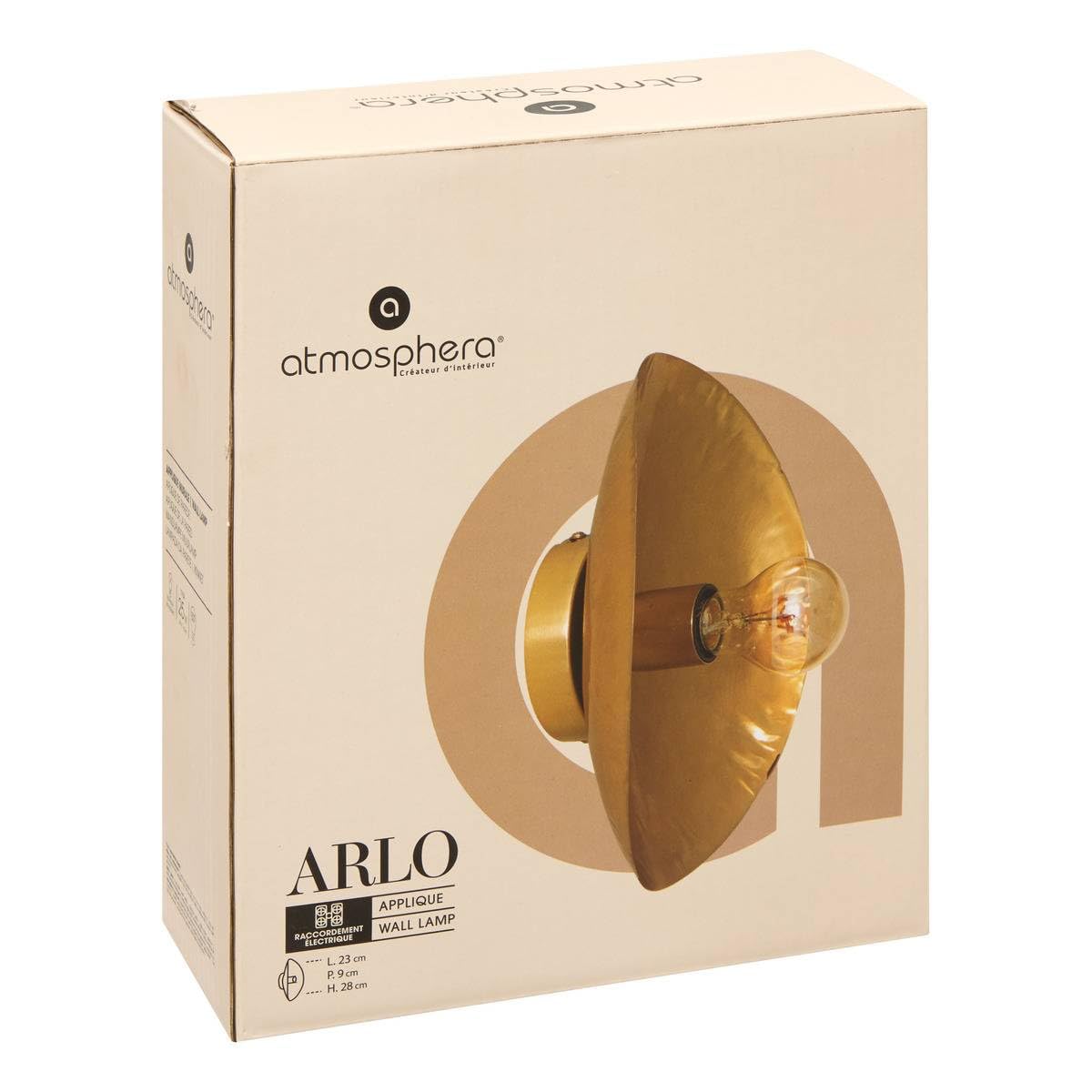 Atmosphera - Applique murale arlo doré 23x9cm