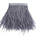 Sowder Ostrich Feathers Trims Fringe With Satin Ribbon Tape for Dress Sewing Crafts Costumes Decoration Pack of 2 yards(grey)