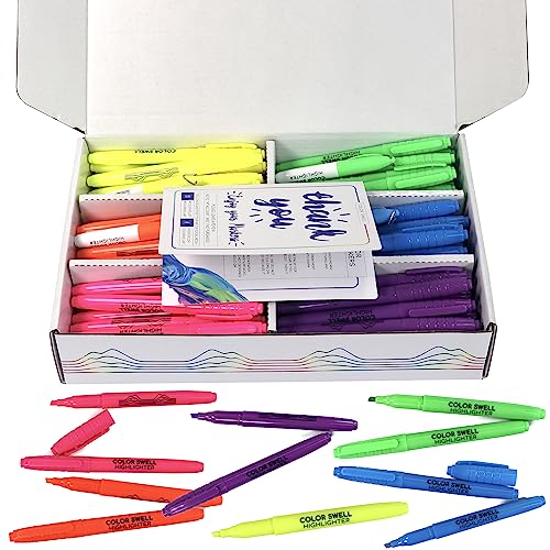 Surligneurs multicolores pointe biseautée Color Swell encre séchage rapide pour grands volumes