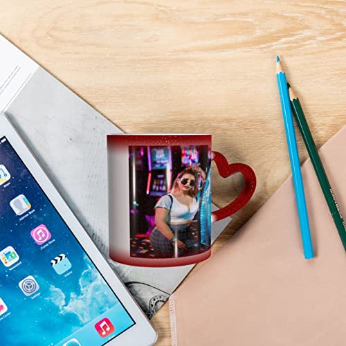 Naispanda Herz Zaubertasse mit Foto Name Text Bedrucken Lassen Magic Mug Personalisieren Fototasse Zauberbecher Selbst Gestalten Tasse Personalisiert Zaubertasse Bedruckt mit Foto Kaffeebecher Rot