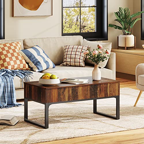 Wlive Lift Top Coffee Table For Living Room,Modern Wood Coffee Table With Storage,Hidden Compartment And Drawer For Apartment,Home,Retro Brown. #TOP1