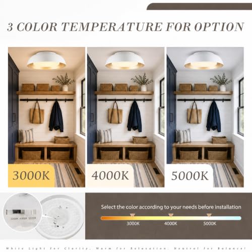 Osimir 15 Inch LED Dimmable Flush Mount Ceiling Light, Frosted Glass Shade by Osimir - Used condition - Image 3