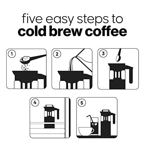 COFFEE BEAR Cold Brew Coffee and Iced Tea Maker, 1.3L Borosilicate Glass Pitcher with Reusable Filter, Dishwasher Safe