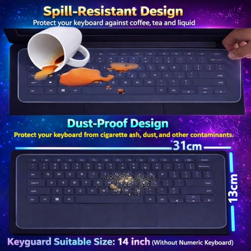 Image of Anjo 8 in 1 Combo Of 14 Inch & 16:9 Display Aspect Ratios Laptop Screen Protector, Key-Skin, Body Lamination Trackpad & Lid (Transparent), USB Light, Cleaner, Type C & Micro OTG.