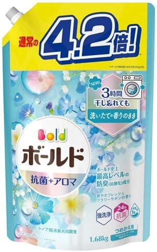 （まとめ） P＆Gボールドジェル 爽やかフレッシュフラワーサボンの香り つめかえ用 ウルトラジャンボサイズ 1680g 1パック 【