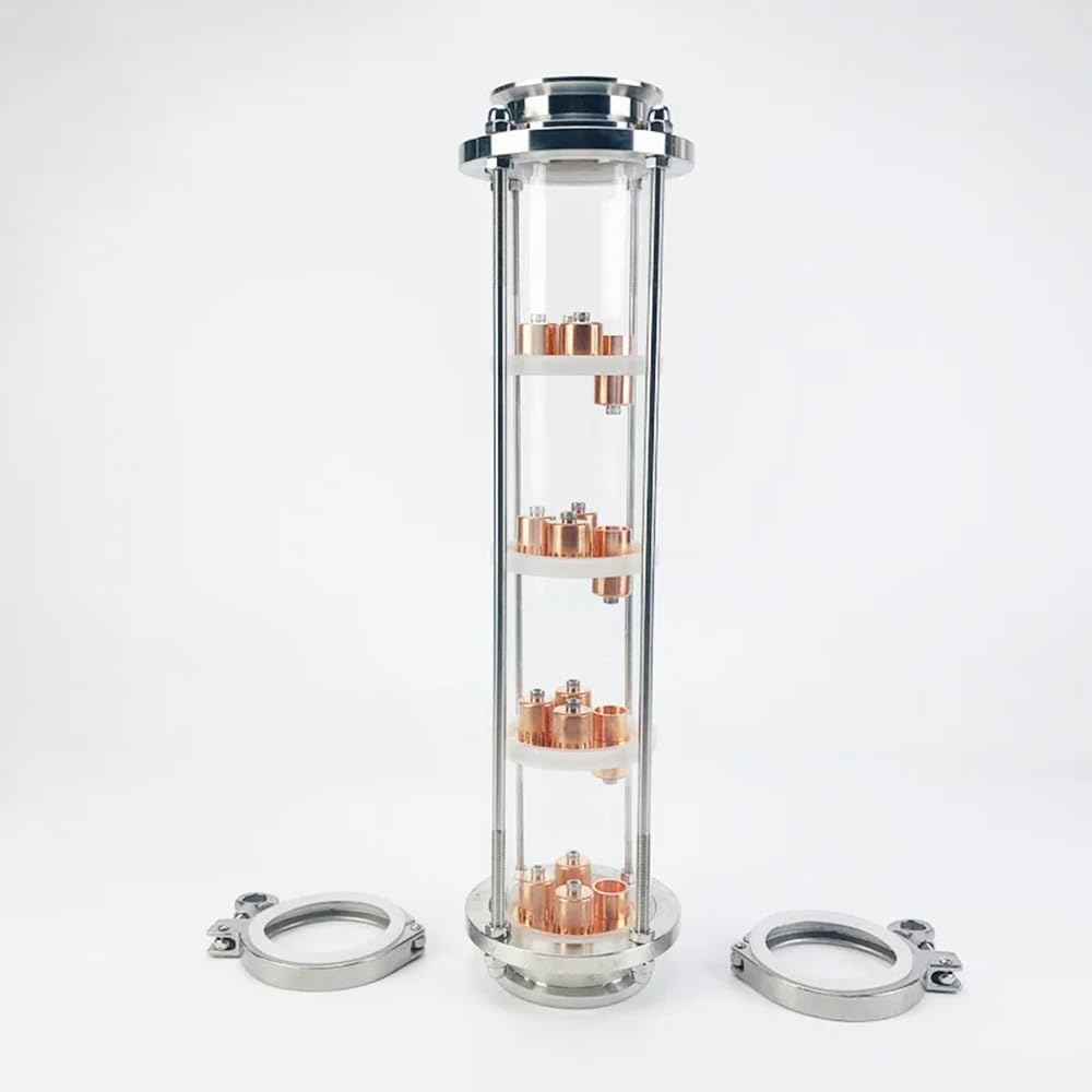 Colonna Di Distillazione, Colonna Di Distillazione OD91 Da 3" (76 Mm) Con Piastre A Bolle In Rame Da 4 Pezzi For Distillazione, Colonna Di Rettifica In Vetro Di Alta Qualità A 4 Strati, Argento ( Size