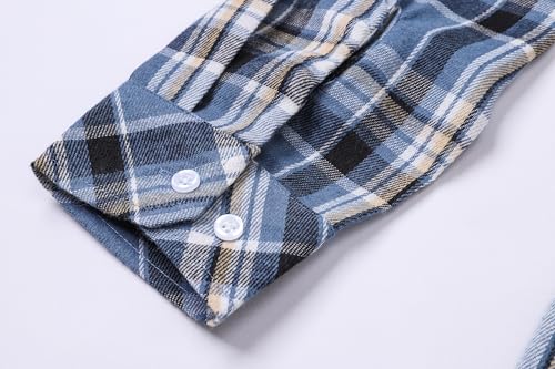 Image of Betusline Boy and Men Button Down Plaid Shirt