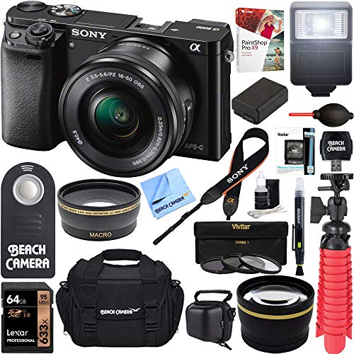 Sony Alpha a6000 24.3MP Wi-Fi Mirrorless Digital Camera + 16-50mm Lens Kit (Black)