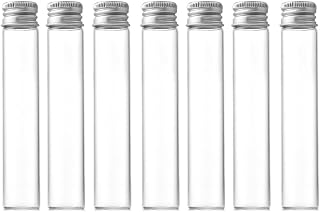 12Pcs 30ml/1oz Empty Clear Glass Bottles With Screw Aluminum Cap Small Glass Vials Mini Tiny Jars Message Sample Bottle for Essential Oil Powders Art Craft Decor Wedding Favors