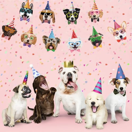 Image of Dog Birthday Banner Dog Faces Themed Party Decorations Puppy Happy Birthday Banner Garland Sign for Kids Boys Girls Birthdaies Decorations Puppy Party Supplies