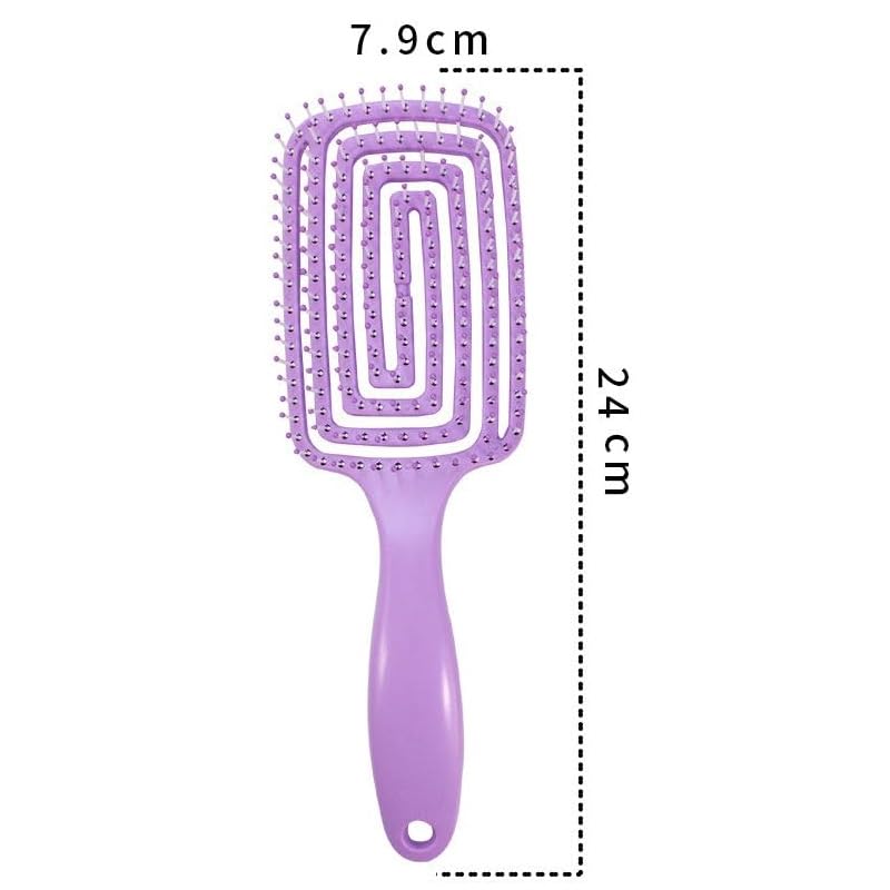 Image of XELYTON Detangling Hair Brush for Pain-Free Brushing on All Wet or Dry Hair Types, Fluffy High Skull Plant Fiber Pork Rib Comb Bristles, Vented Brush, Wheat Straw Hair Brush Hollow Out Styling Comb (Rectangular Shape)